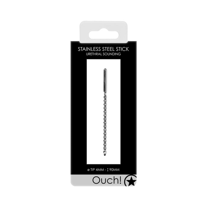 Ouch! Urethral Sounding Beaded Stainless Steel Stick 4 mm