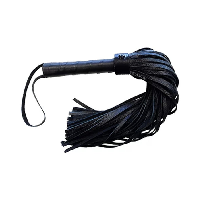Rouge Long Leather Flogger Black with Black Accessories