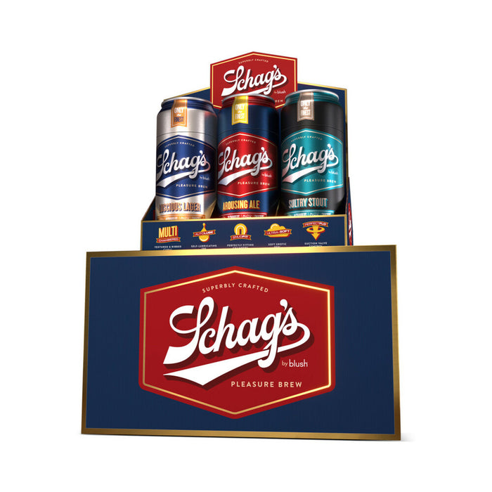 Blush Schag's Beer Can Self-Lubricating Stroker 6-Pack Display Assorted (2 of each style)
