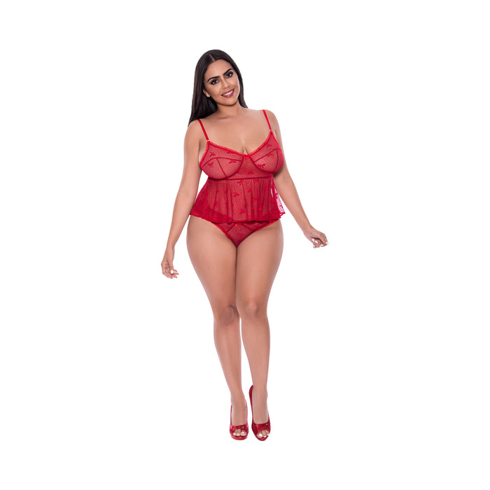 Magic Silk With Love Flutter Cami & Cheeky Panty Set Red Queen
