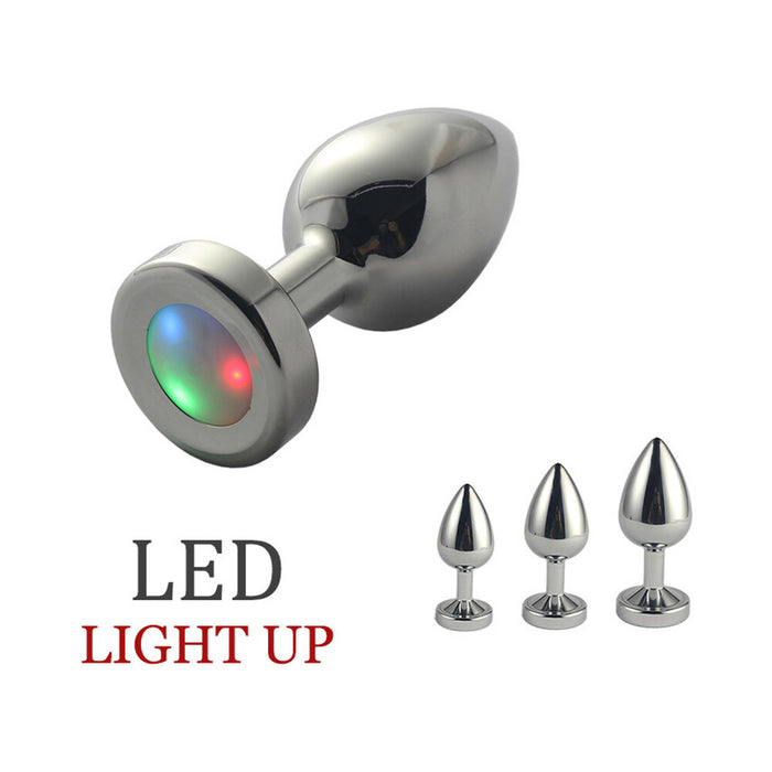 Ple'sur 3-Setting LED Light-Up Metal Anal Plug Small