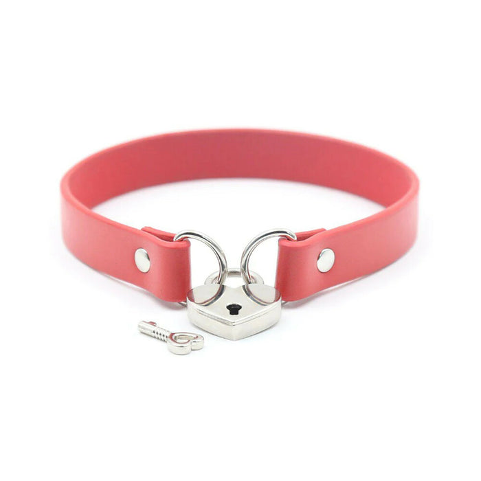 Ple'sur PVC Collar With Heart Lock & Key  Red Bag Packaging