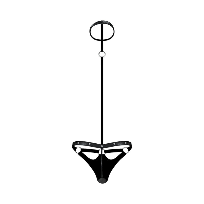 Male Power Fetish Tormentor Choker G-String Body Harness Black L/XL
