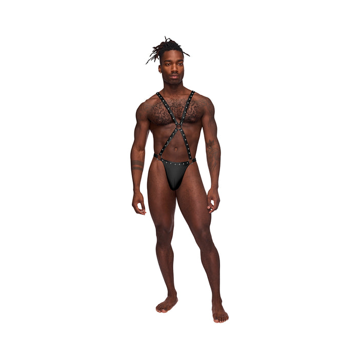 Male Power Fetish Warrior Criss-Cross Body Harness Black S/M