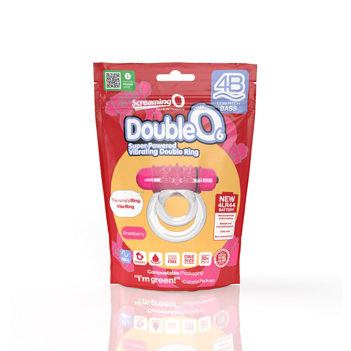 Screaming O 4B DoubleO 6 Vibrating Double Cockring Strawberry
