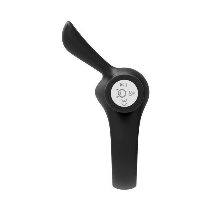 Forto Bunny Rechargeable Silicone Vibrating Cockring with Stimulating Ears Black
