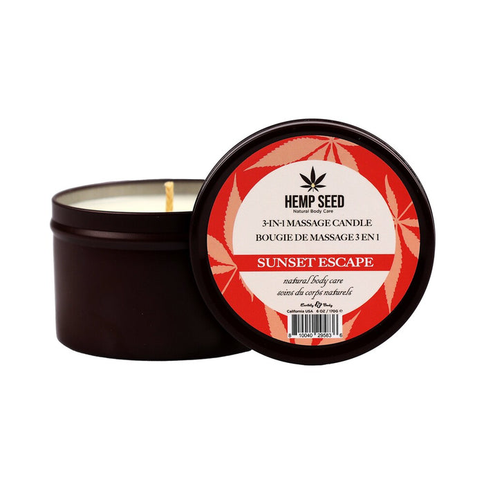 Earthly Body Hemp Seed 3-in-1 Massage Candle Sunset Escape 6 oz.