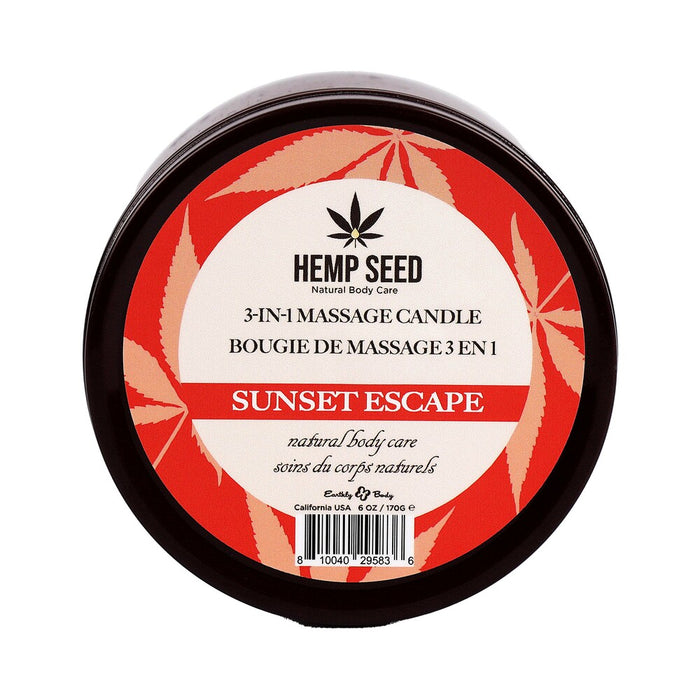 Earthly Body Hemp Seed 3-in-1 Massage Candle Sunset Escape 6 oz.