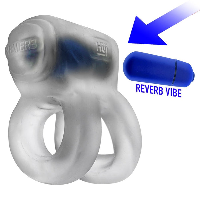 Hunkyjunk Revhammer Cock & Shaft Ring with Bullet Vibrator Clear Ice