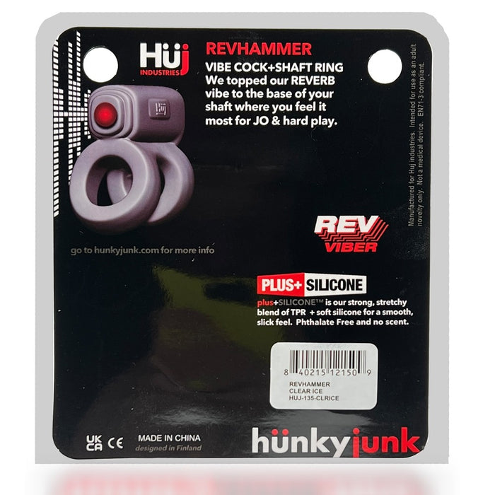 Hunkyjunk Revhammer Cock & Shaft Ring with Bullet Vibrator Clear Ice