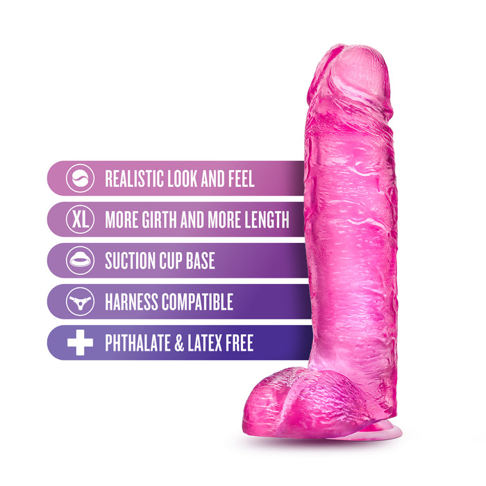 B Yours Plus Big n' Bulky 10.5 in. Dildo with Balls & Suction Cup Pink