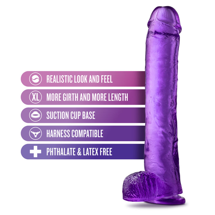 Blush B Yours Plus Hefty n' Hung 14 in. Dildo with Balls & Suction Cup Purple