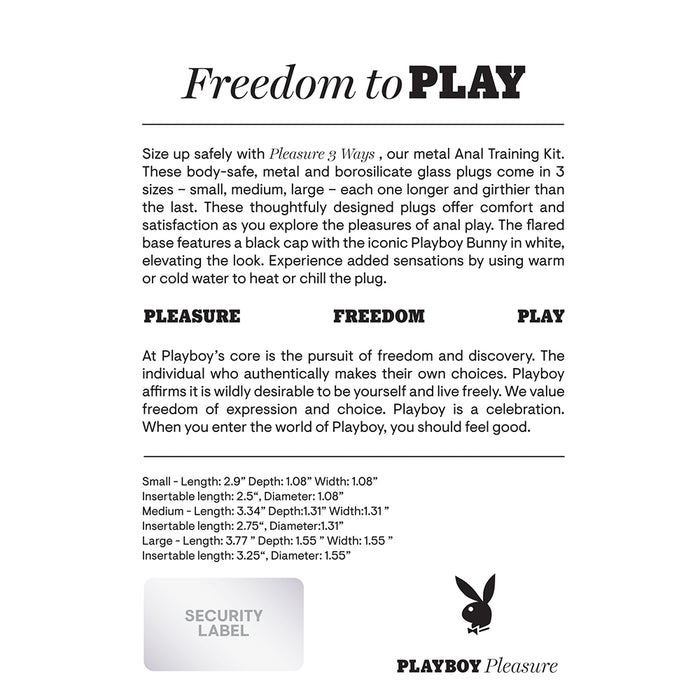Playboy Pleasure 3 Ways 3-Piece Metal Anal Plug Set Hematite