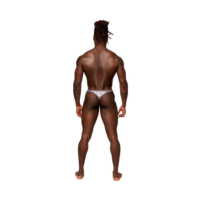 Male Power S'naked Criss Cross Thong Silver/Black L/XL