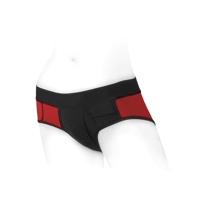 SpareParts Tomboi Nylon Briefs Harness Red/Black Size XS