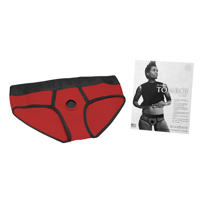 SpareParts Tomboi Nylon Briefs Harness Red/Black Size L