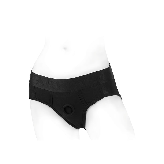 SpareParts Tomboi Rayon Briefs Harness Black Size XS