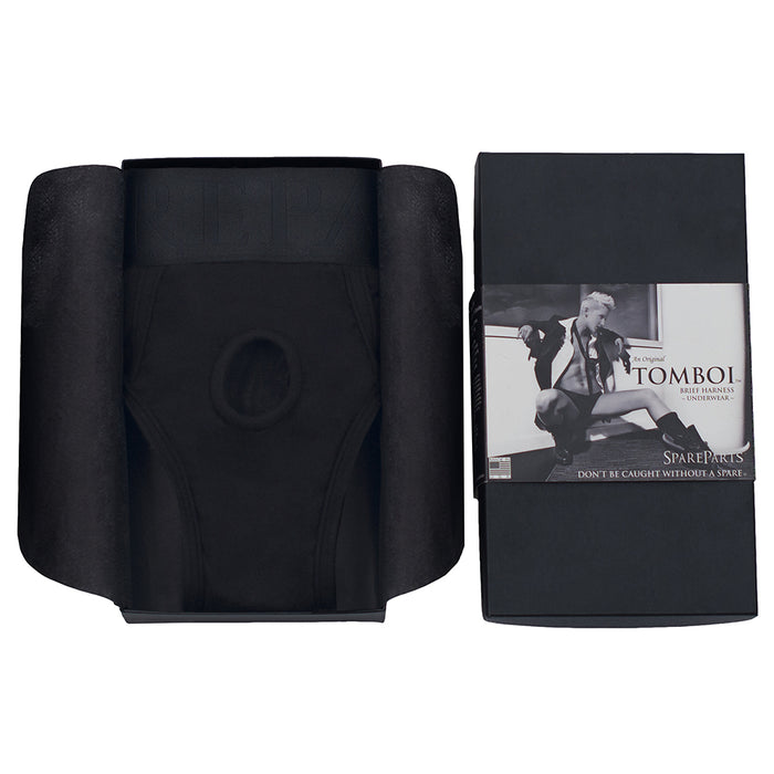 SpareParts Tomboi Rayon Briefs Harness Black Size XL