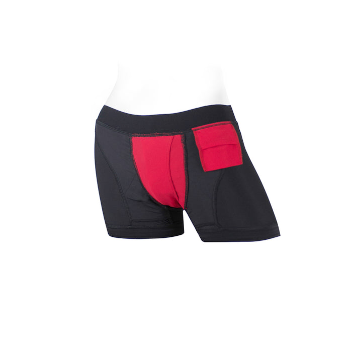 SpareParts Tomboii Nylon Boxer Briefs Harness Black/Red Size XS
