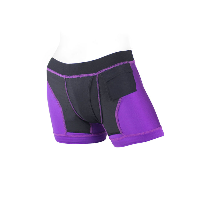 SpareParts Tomboii Nylon Boxer Briefs Harness Purple/Black Size S