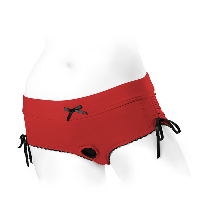 SpareParts Sasha Cinch Booty Short Harness Red/Black Size 4XL