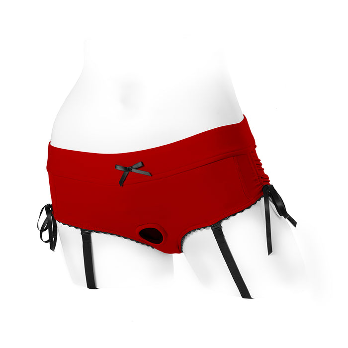 SpareParts Sasha Cinch Booty Short Harness Red/Black Size 5XL