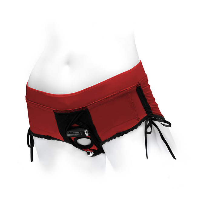 SpareParts Sasha Cinch Booty Short Harness Red/Black Size 5XL