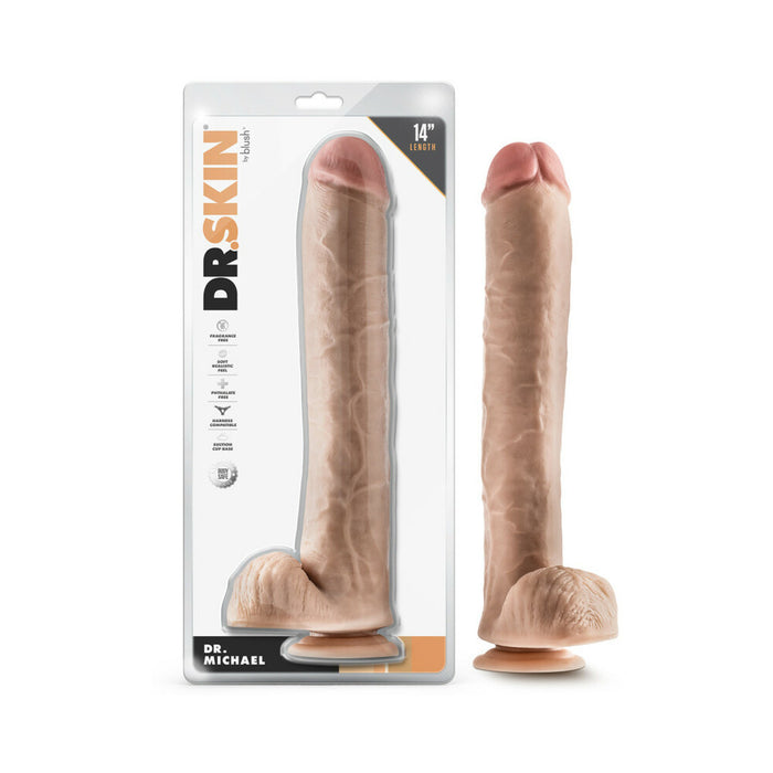 Dr. Skin Dr. Michael 14 in. Dildo with Balls Beige