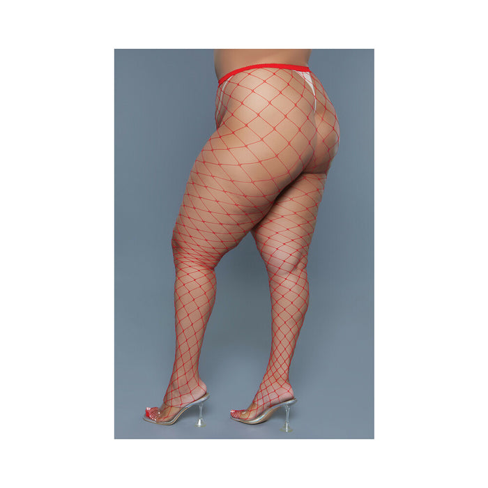 BeWicked Oversized Fishnet Pantyhose Red Queen Size