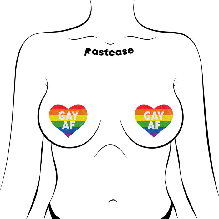 Pastease Glitter 'Gay AF' Heart Pasties Rainbow