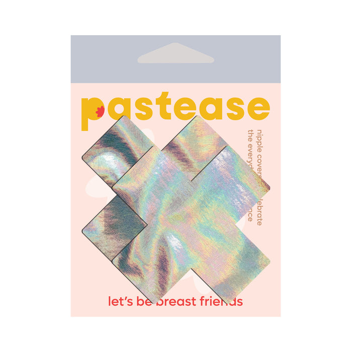 Pastease Holographic Crosses Pasties Silver