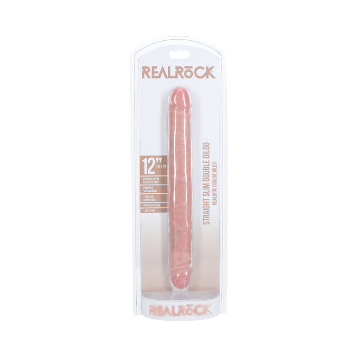 RealRock 12 in. Slim Double-Ended Dong Beige