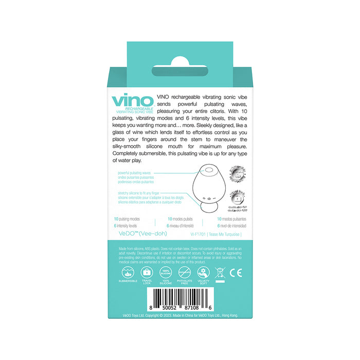 VeDO Vino Rechargeable Vibrating Sonic Vibe Turquoise
