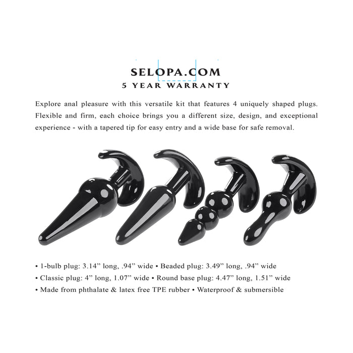 Selopa Intro To Plugs 4-Piece Anal Plug Set Black