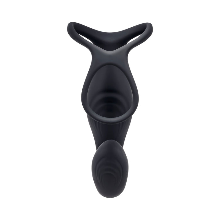 Gender X The Wrangler Rechargeable Silicone Vibrating C-ring with Remote Black