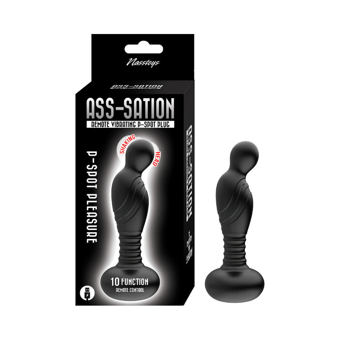 Ass-Sation Remote Vibrating P-Spot Plug Black
