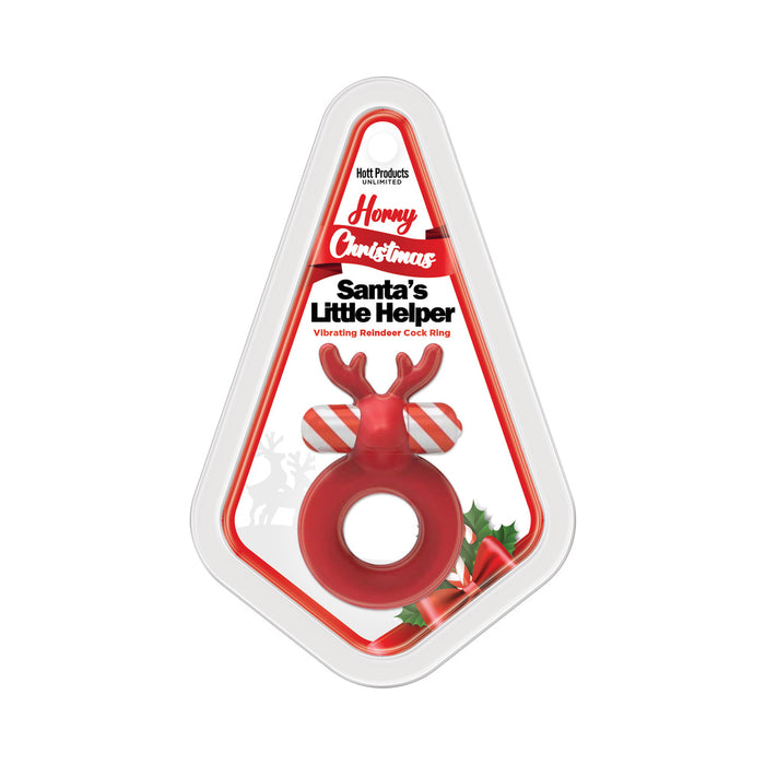 Horny Christmas Santa's Little Helper Reindeer Cockring With Multi Speed Candy Cane Stripe Bullet Liquid Silicone