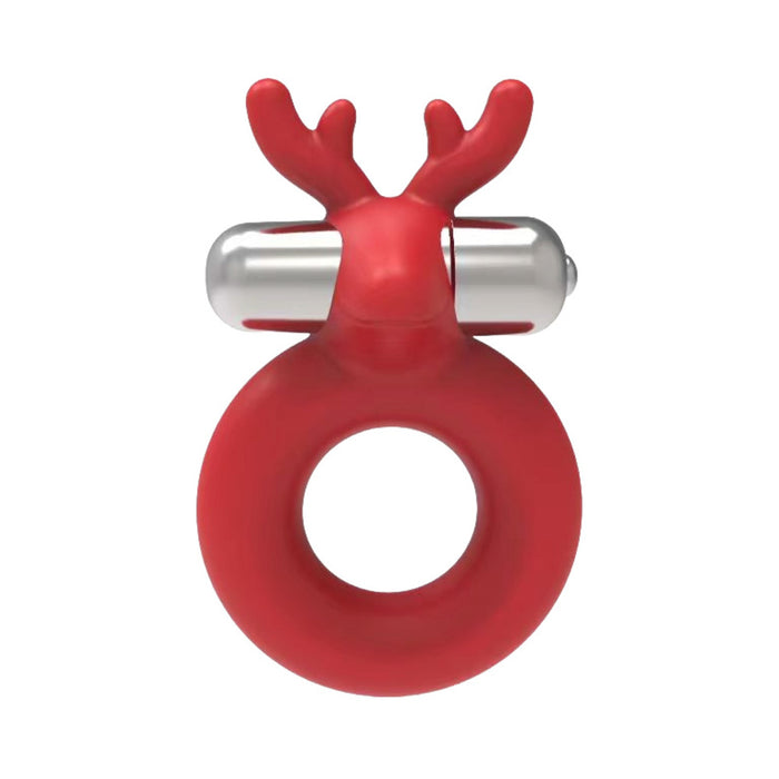 Horny Christmas Santa's Little Helper Reindeer Cockring With Multi Speed Candy Cane Stripe Bullet Liquid Silicone