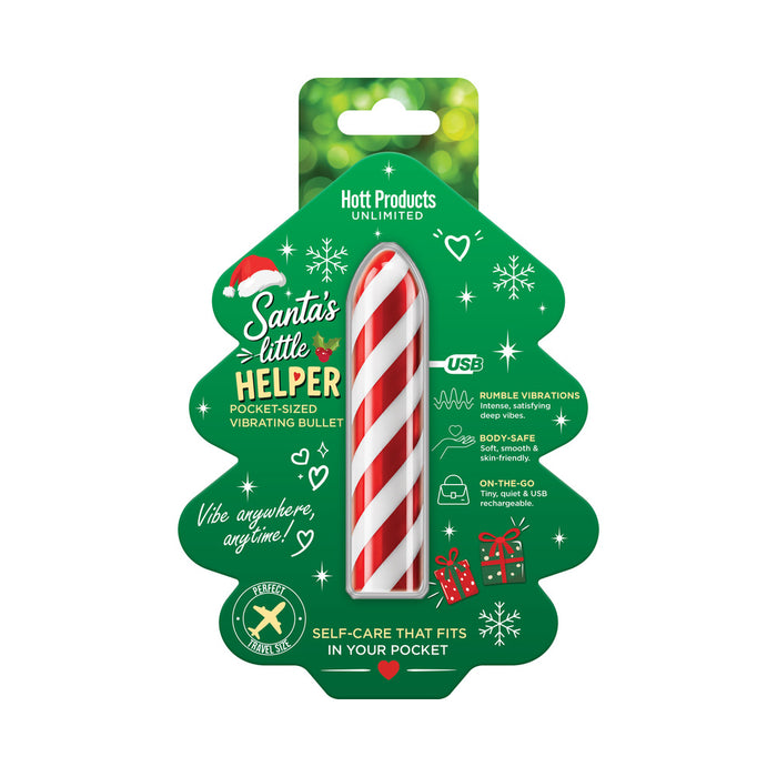 Horny Christmas Santa's Little Helper Candy Cane Stripe Bullet Liquid Silicone Multi Speed Rechargeable