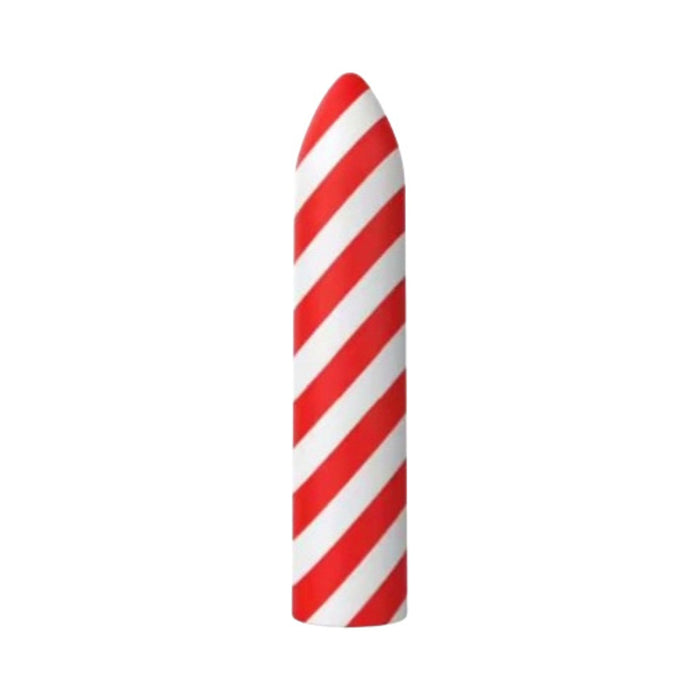 Horny Christmas Santa's Little Helper Candy Cane Stripe Bullet Liquid Silicone Multi Speed Rechargeable
