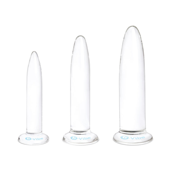 b-Vibe Essentials 3-Piece Long Glass Anal Training Dilator Set