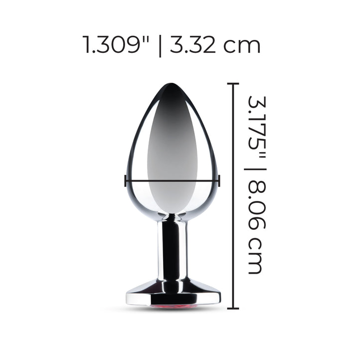 b-Vibe Essentials 3.25 in. Stainless Steel Jewel Butt Plug Red