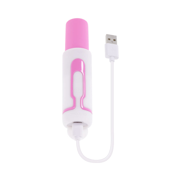 Evolved Pucker Up Silicone Rechargeable Pink/White Pearl