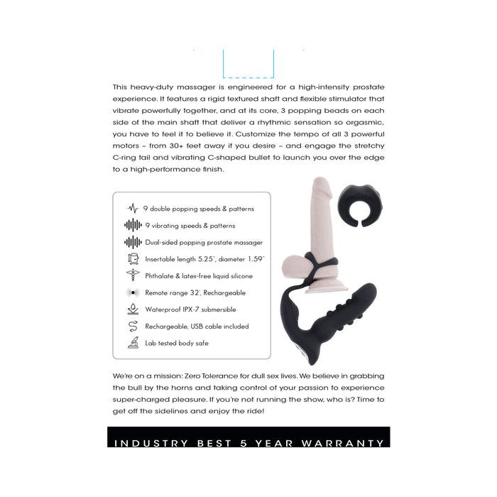 Zero Tolerance Popping P-Spot Silicone Rechargeable Black