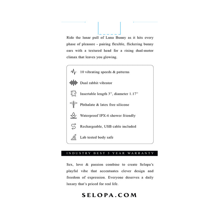 Selopa Luna Bunny Silicone Rechargeable Pink