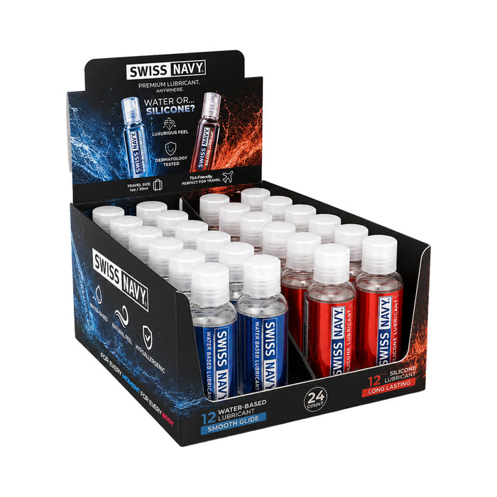 Swiss Navy Silicone & Water Based 1 oz. 24-Piece Display Box 12/ea