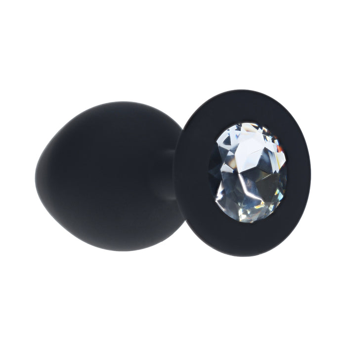 Ouch! Medium Round Diamond Butt Plug 6 Jewels Black