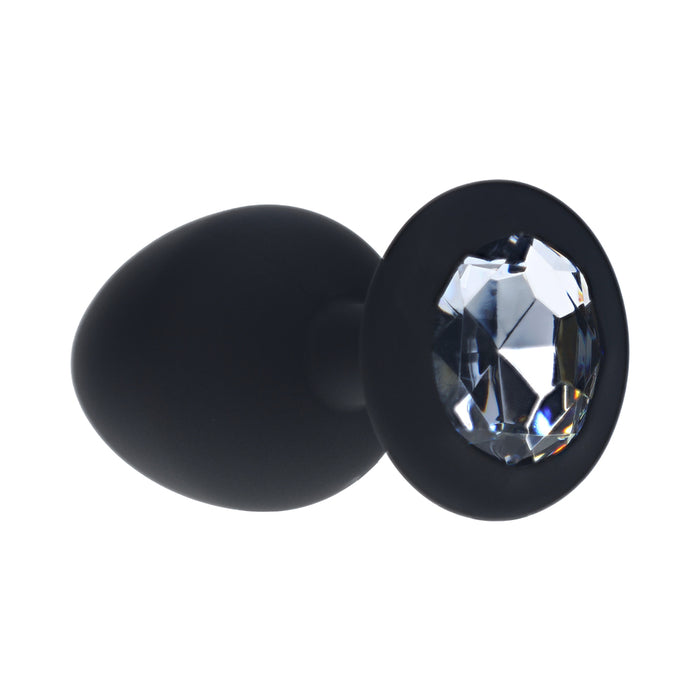 Ouch! Large Round Diamond Butt Plug 6 Jewels Black