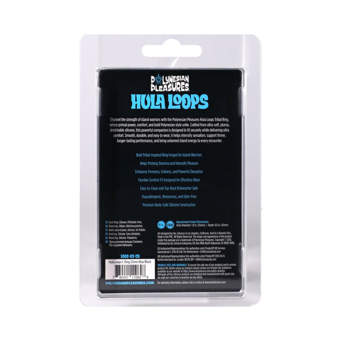 Polynesian Pleasures Hula Loops Silicone Tribal C-Ring 25mm Blue/Black
