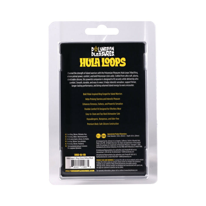 Polynesian Pleasures Hula Loops Silicone Tribal C-Ring 35mm Yellow/Black